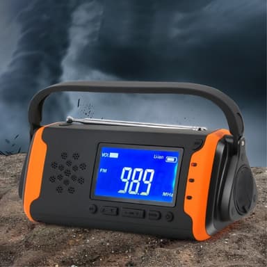 4000mAh nødradio AM/FM/WB Lommelygte PowerBank Solar oplader LCD