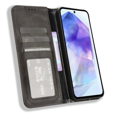 Wallet Stand Flip-telefonetui til Samsung Galaxy A35 5G - Sort