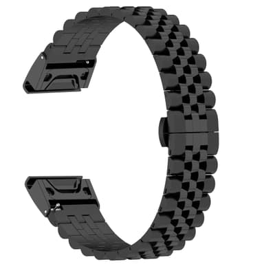 Urrem i rustfrit stål Sort 22 mm Garmin Fenix 5 / 6 / 7 / Descent G1 / Instinct 2 / Forerunner 955