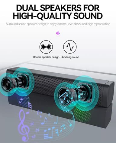Soundbar med dobbelthøjttalere og LED RGB Sort