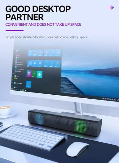 Soundbar med dobbelthøjttalere og LED RGB Sort