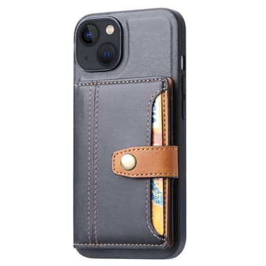 SKALO iPhone 15 PU-læder Cover med Pung - Sort