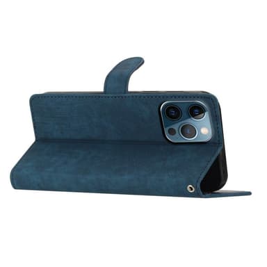SKALO iPhone 15 Pro Max Flip Cover m. pung i PU-læder - Blå