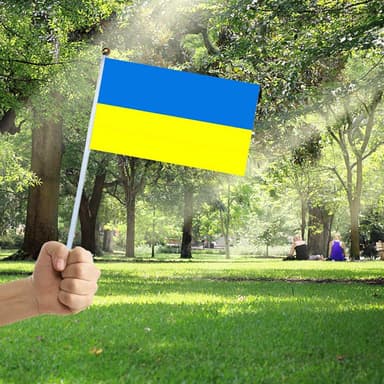 Håndholdt ukrainsk flag 14 × 21 cm polyester Blå / Gul