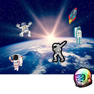 Klistermærker Cartoon Astronaut Space Station 50-pak MultiColor