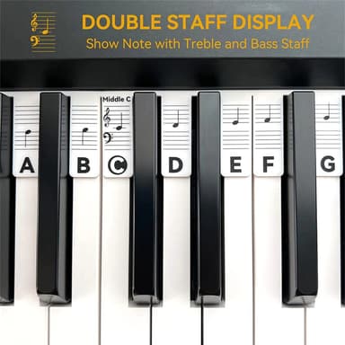 Aftagelige klaver- og keyboardetiketter 61 tangenter MultiColor   Hvid
