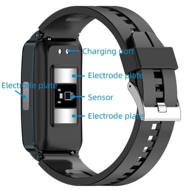 INF Smartwatch med EKG/HRV-puls, blodsukker, sportstilstande Sort