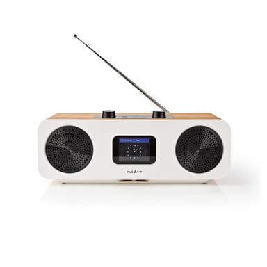 Nedis Internet Radio | Borddesign | Bluetooth® / Wi-Fi | DAB+ / FM / Internet | 2.4 "" | Farveskærm | 34 W | Fjernstyret | App-styret | Vækkeur | Sleep timer | Brun / Hvid