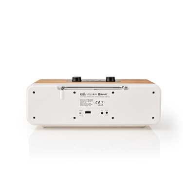 Nedis Internet Radio | Borddesign | Bluetooth® / Wi-Fi | DAB+ / FM / Internet | 2.4 "" | Farveskærm | 34 W | Fjernstyret | App-styret | Vækkeur | Sleep timer | Brun / Hvid