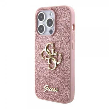 Guess iPhone 15 Pro Cover Fixed Glitter Lyserød
