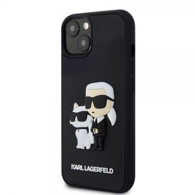 Karl Lagerfeld iPhone 15 Cover 3D Rubber Karl & Choupette Sort