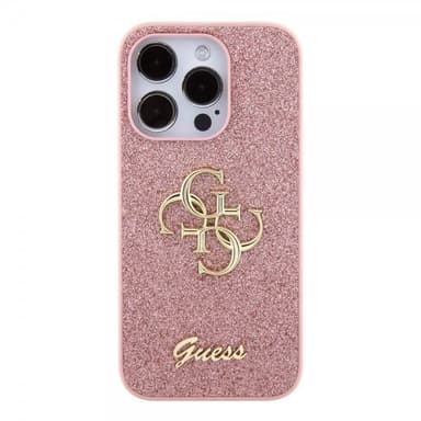 Guess iPhone 15 Pro Cover Fixed Glitter Lyserød