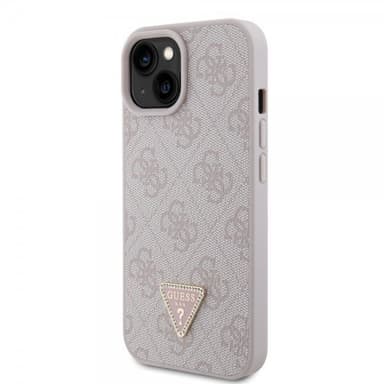 Guess iPhone 15 Cover 4G Metal Triangle Strass Lyserød