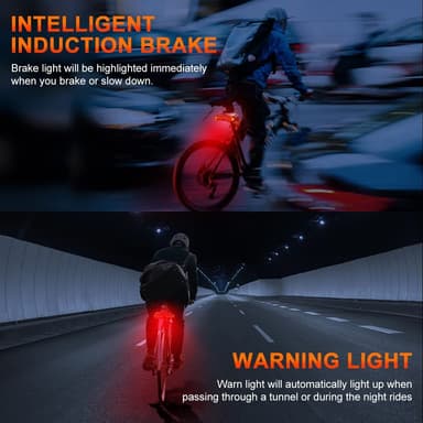 INF Cykelbaglygte med blink, bremselys og cykelalarm 110 dB Sort