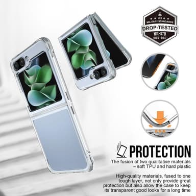 SKALO Samsung Z Flip5 TPU Clear Hybrid Cover - Gennemsigtig