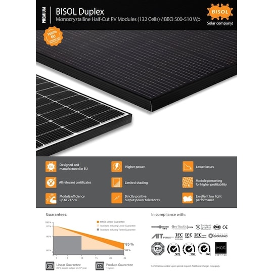Bisol Solcelle - Duplex BBO All Black 500W