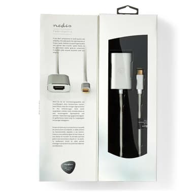 Nedis USB-C™ Adapter | USB 3.2 Gen 1 | USB-C™ Han | HDMI ™ -udgang | 4K@60Hz | Power delivery | 2.00 m | Runde | Guldplateret | Flettet / Nylon | Sølv | Cover Window Box