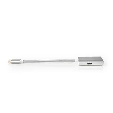 Nedis USB-C™ Adapter | USB 3.2 Gen 1 | USB-C™ Han | HDMI ™ -udgang | 4K@60Hz | Power delivery | 0.20 m | Runde | Guldplateret | Flettet / Nylon | Sølv | Cover Window Box