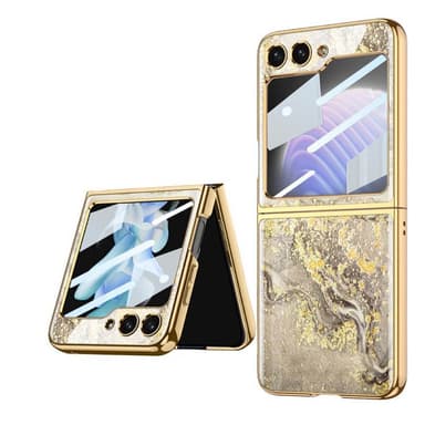 Marble Glass Case Samsung Galaxy Z Flip 5 - Dubai Gold