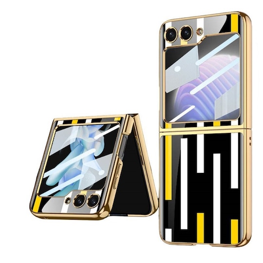 Stripe Glass case Samsung Galaxy Z Flip 5 - Whiteyellow