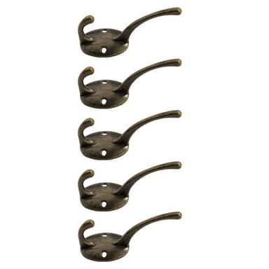 INF 5-pak tøjkroge og skruer i gammeldags design Bronze