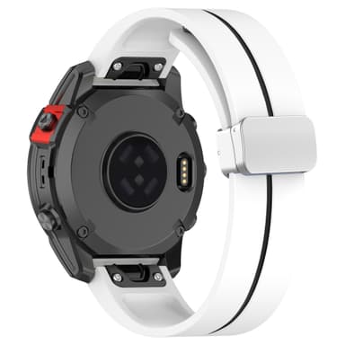 20 mm silikone magnetisk urrem med spænde til Garmin Vivomove Trend, Forerunner Hvid