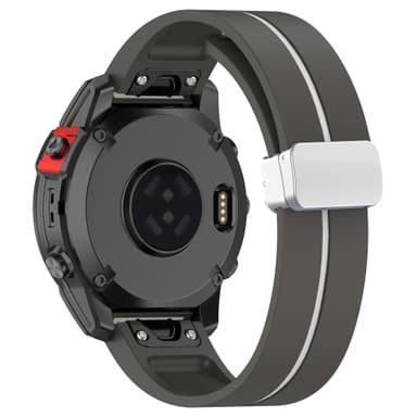 22 mm silikone magnetisk urrem med spænde til Samsung Gear S3, Garmin Venu 3 Grå