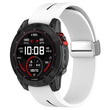 20 mm silikone magnetisk urrem med spænde til Garmin Vivomove Trend, Forerunner Hvid