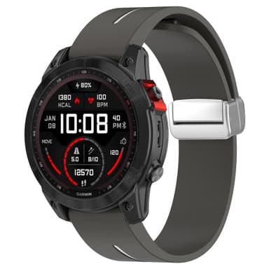22 mm silikone magnetisk urrem med spænde til Samsung Gear S3, Garmin Venu 3 Grå