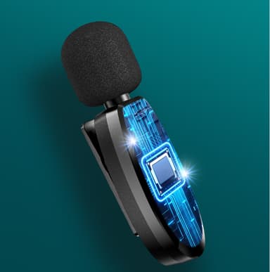 Trådløs lavaliermikrofon, clip-on mikrofon til optagelse, TikTok, Live Stream