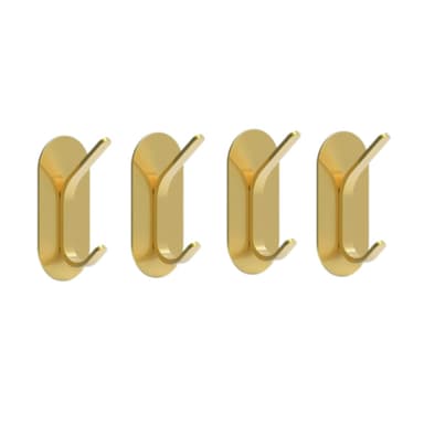 4 Pakke Oval 304 rustfrit stål Ingen stansning Vægmonterede knagekroge Guld