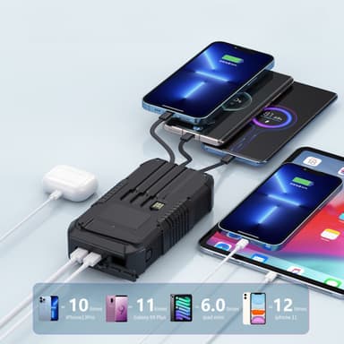 Kraftfuld powerbank på 40.000 mAh med solpanel og håndtag