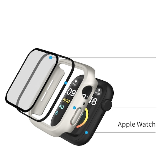 2-Pack vandtæt etui til Apple Watch iWatch 9/8/7/6/5/4 IPX8 sølv 45 mm