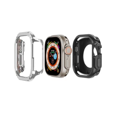 INF 2 i 1 beskyttende etui, blødt TPU-cover til Apple Watch Sølv 49 mm: 4,9x1 cm 3