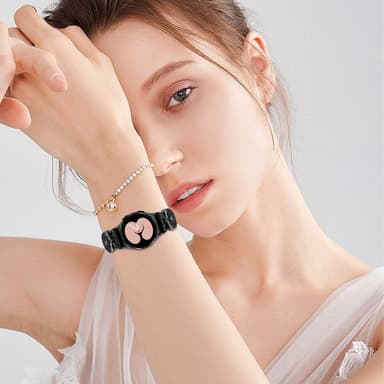 Bling Rhinestone læderurrem til Samsung Galaxy Watch 4/5/6-serien Sort