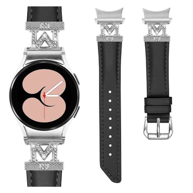 Rhinestone Silver M-Type Link-urrem til Samsung Galaxy Watch 4/5/6-serien Sort