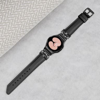 Bling Rhinestone læderurrem til Samsung Galaxy Watch 4/5/6-serien Sort