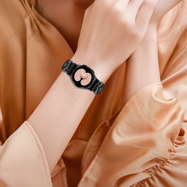 Bling Rhinestone læderurrem til Samsung Galaxy Watch 4/5/6-serien Sort