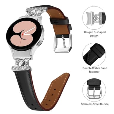 Rhinestone Silver M-Type Link-urrem til Samsung Galaxy Watch 4/5/6-serien Sort