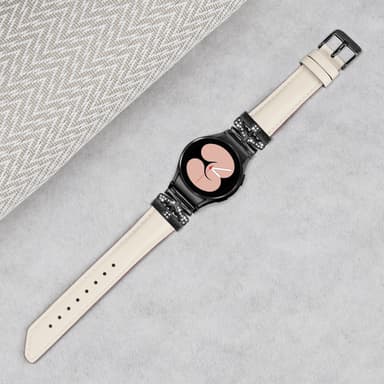 Bling Rhinestone læderurrem til Samsung Galaxy Watch 4/5/6-serien Hvid
