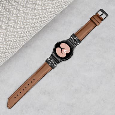 Bling Rhinestone læderurrem til Samsung Galaxy Watch 4/5/6-serien Brun