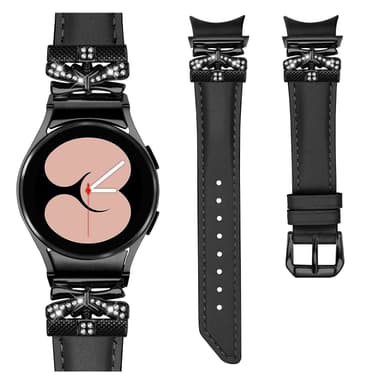 Bling Rhinestone læderurrem til Samsung Galaxy Watch 4/5/6-serien Sort