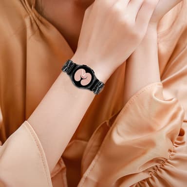 Bling Rhinestone læderurrem til Samsung Galaxy Watch 4/5/6-serien Brun