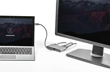 StarTech.com TB3DKM2HDL, Ledningsført, Thunderbolt 3, 10,100,1000 Mbit/s, IEEE 802.3ab,IEEE 802.3i,IEEE 802.3u, Grå, 3840 x 2160 pixel
