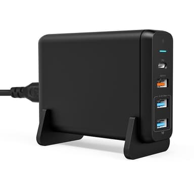 75W 5ports C USB oplader USB C PD 60W, 18W QC3.0 C USB, USB A QC3.0 18W og 2x USB A 5V 2,4a