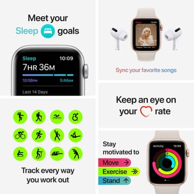 Apple Watch SE 40 mm GPS (Gold Alu/Starlight sportsbånd)