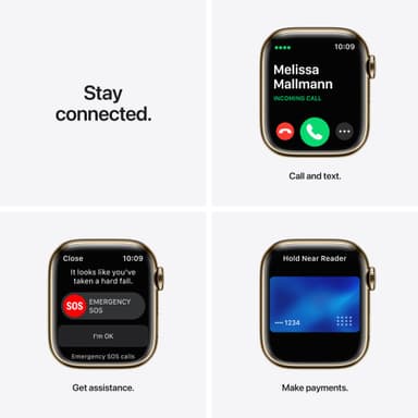 Apple Watch Series 7 41 mm GPS+eSIM (guldstål /Abyss bl. sp. rem)