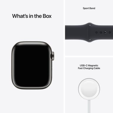 Apple Watch Series 7 41 mm GPS+eSIM (grafitstål/midnight sp. rem)