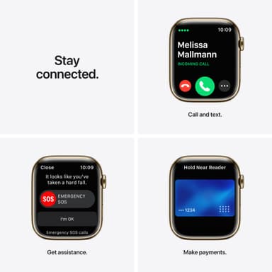 Apple Watch Series 7 45 mm GPS+eSIM (guldstål /Abyss bl. sp. rem)