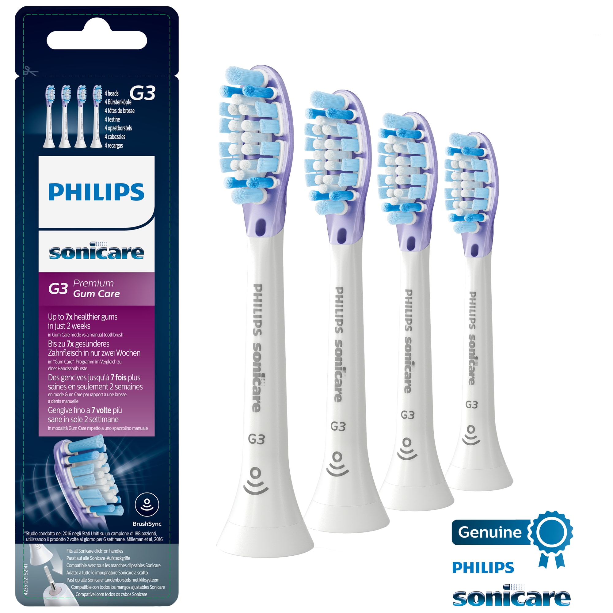 #1 - Philips Tandbørstehoveder Sonicare G3 Premium HX9054 Gum Care